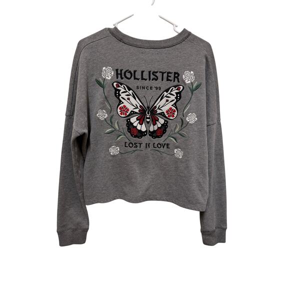 VTG Hollister Embroidered lightweight Sweatshirt Butterfly   Size Medium - Picture 1 of 6